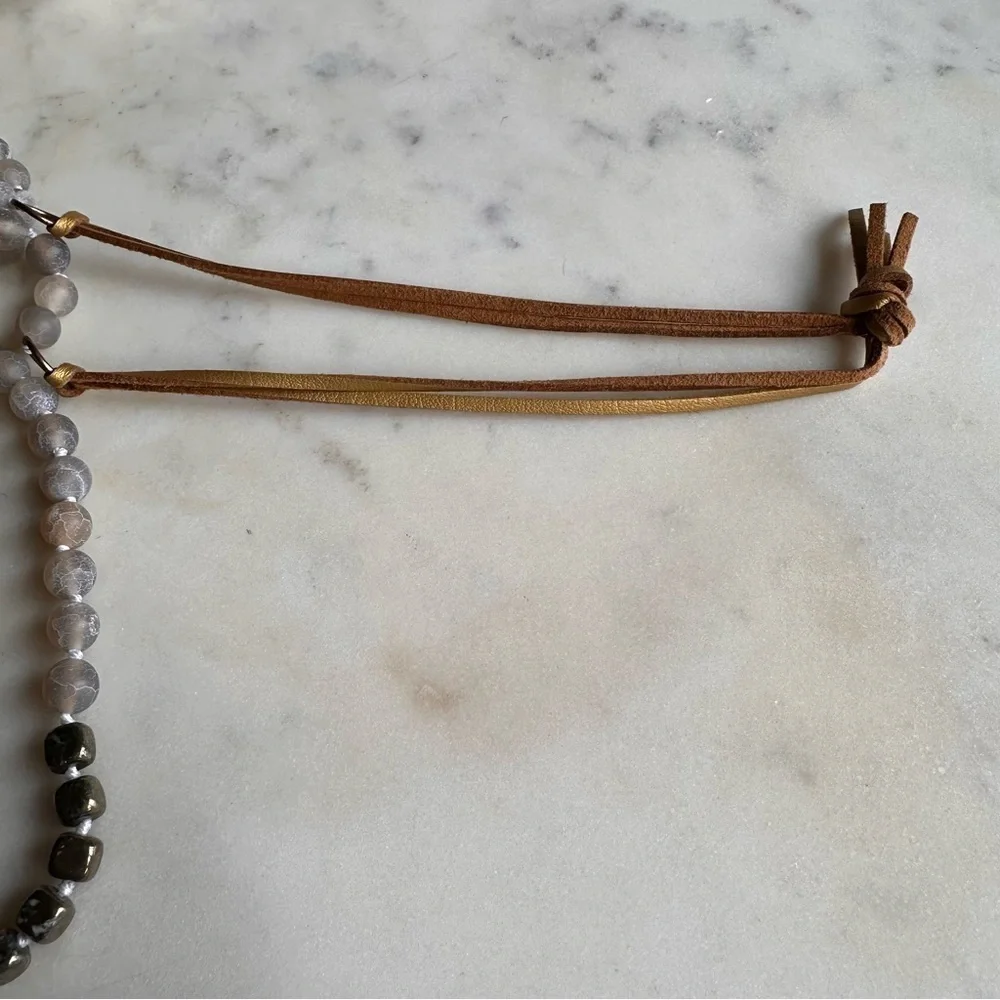 Boutique Handmade Beaded Metal Pendant Necklace 20”